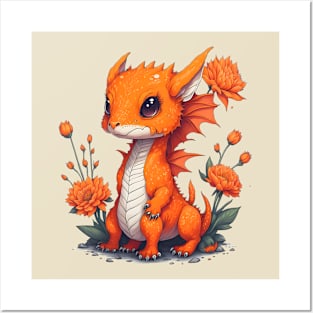 Cute Orange Dragon 5 Posters and Art